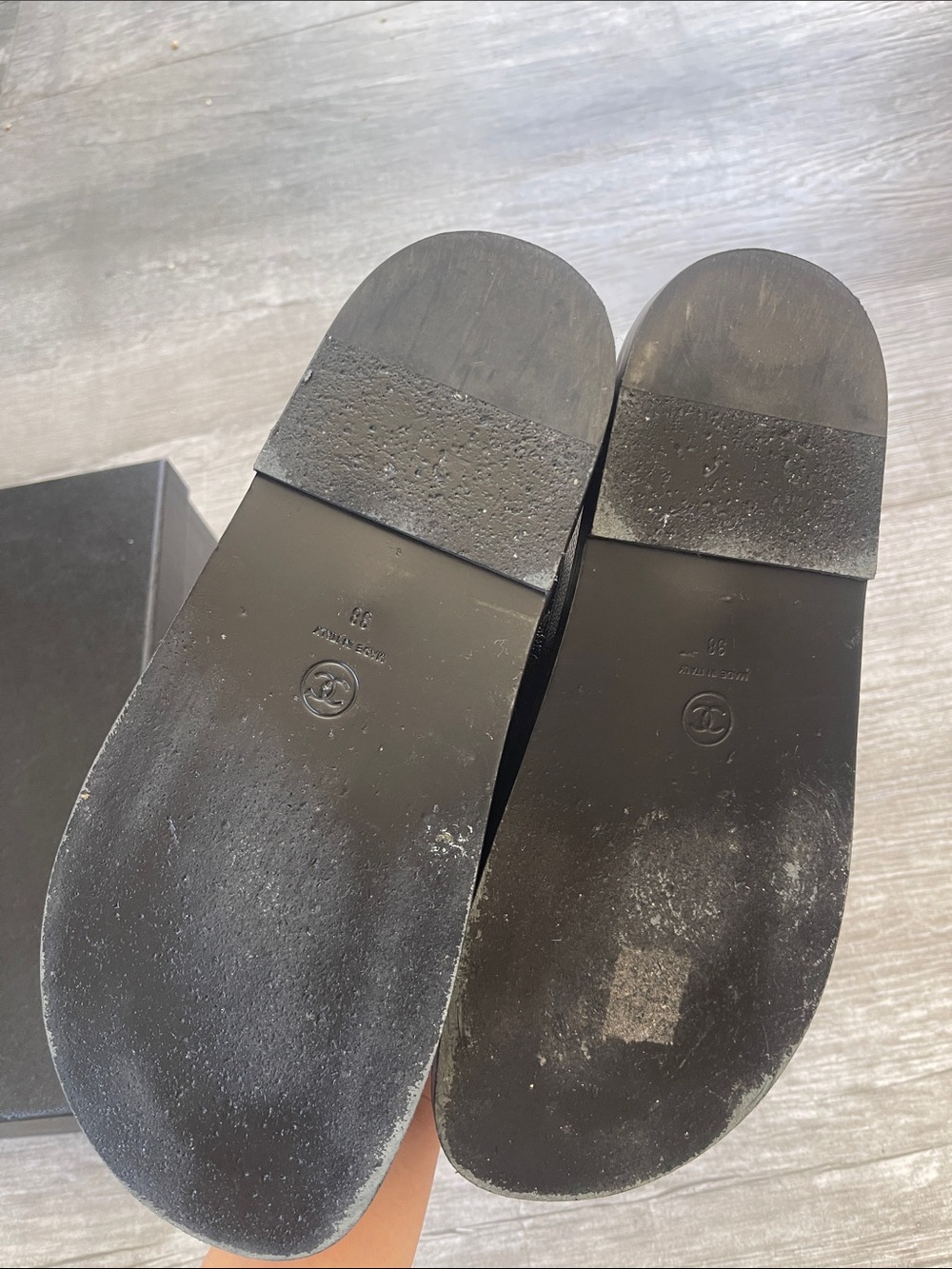 Chanel Grained Calfskin Velcro Sandal/ Slides - Picture 7 of 12
